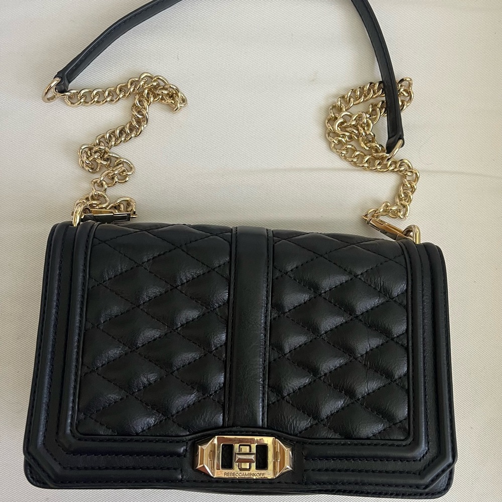 Rebecca Minkoff Black Quilted Leather Chain Shoulder Bag